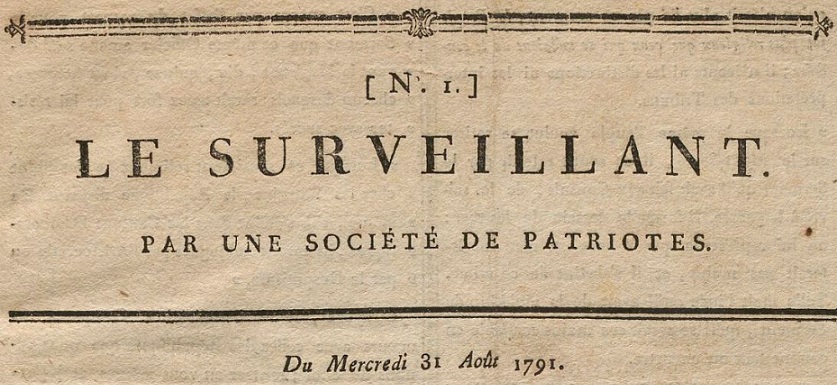 Photo (BnF / Gallica) de : Le Surveillant. Lyon, 1791-1792. ISSN 2138-4479.