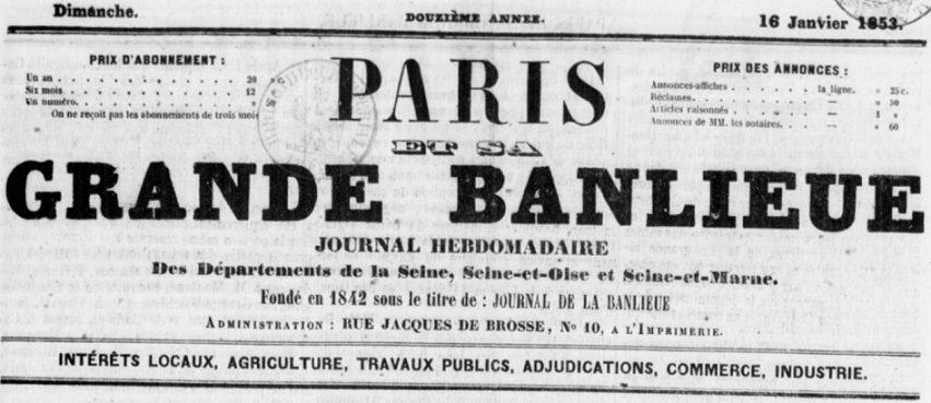 Photo (BnF / Gallica) de : Paris et sa grande banlieue. Paris, 1853-[1857 ?]. ISSN 2608-7685.