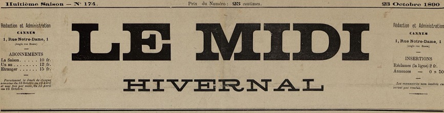 Photo (Cannes (Alpes-Maritimes). Archives municipales) de : Le Midi hivernal. Cannes, 1885-[1896 ?]. ISSN 2132-2244.