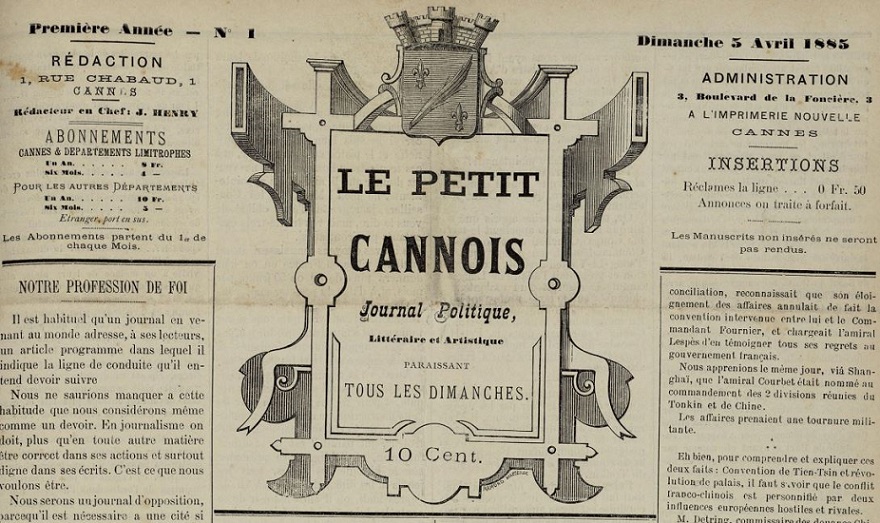 Photo (Cannes (Alpes-Maritimes). Archives municipales) de : Le Petit Cannois. Cannes, 1885-[1929 ?]. ISSN 2134-0153.