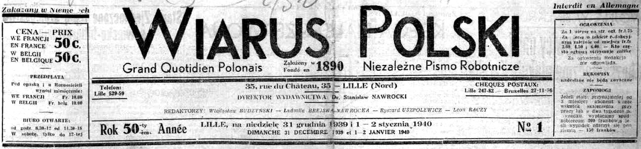 Photo (La Contemporaine. Bibliothèque, archives, musée des mondes contemporains (Nanterre)) de : Wiarus polski. Bochum [Allemagne], 1891-[1944 ?]. ISSN 2140-4208.