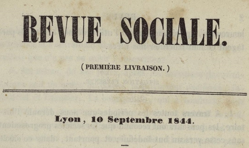 Photo (Bibliothèque municipale (Lyon)) de : Revue sociale. Lyon, 1844-1845. ISSN 2728-4166.