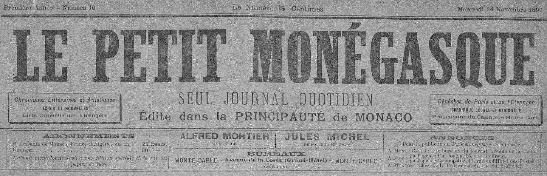 Photo (Médiathèque de Monaco) de : Le Petit Monégasque. Monte-Carlo, 1897-1926. ISSN 1018-9939.