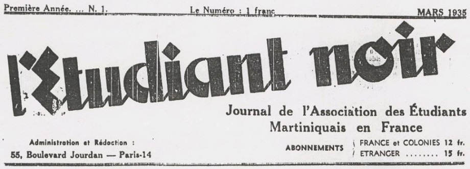 Photo (BnF / Gallica) de : L'Étudiant noir. Paris : Association des étudiants martiniquais en France, 1935 [?]. ISSN 2558-5525.