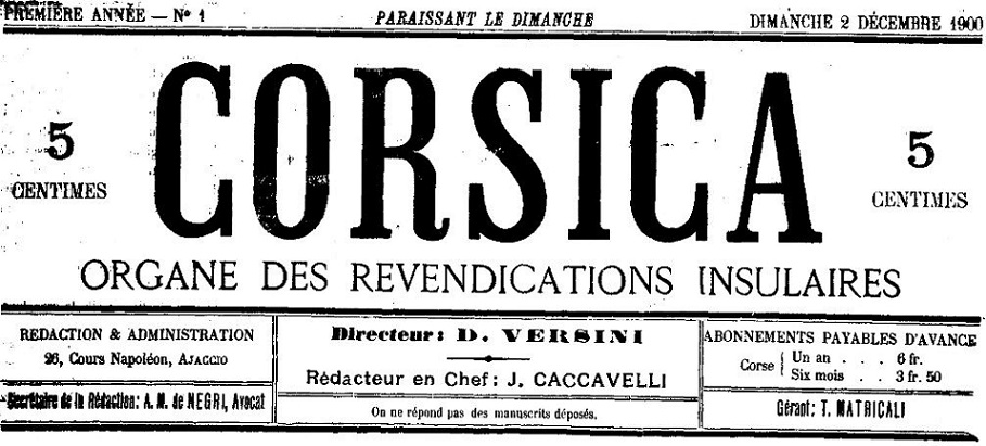 Photo (Archives de la Collectivité de Corse – Pumonti) de : Corsica. Ajaccio, 1900-[1901 ?]. ISSN 2124-5398.
