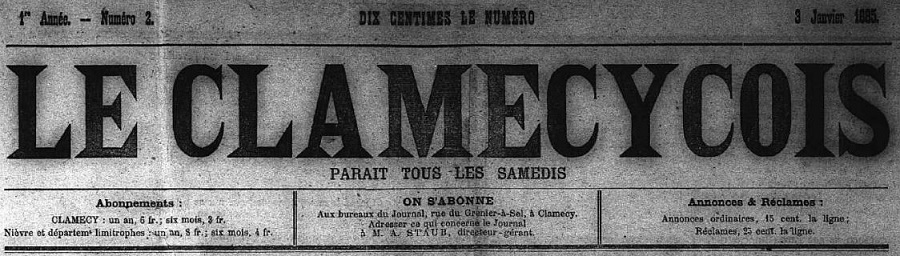 Photo (Nièvre. Archives départementales) de : Le Clamecycois. Clamecy, 1885-1926. ISSN 2117-3583.