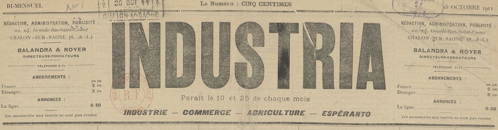 Photo (BnF / Gallica) de : Industria. Chalon-sur-Saône, 1911-1914. ISSN 2129-8130.