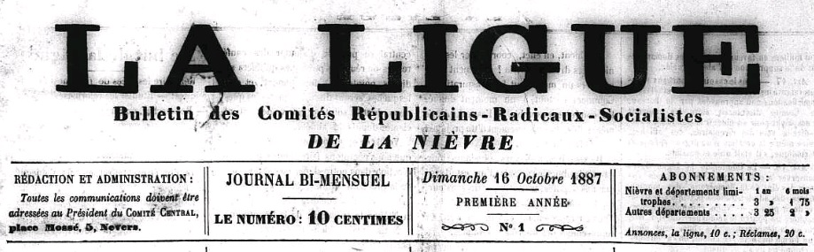 Photo (Nièvre. Archives départementales) de : La Ligue. Nevers, 1887-1888. ISSN 2115-3426.