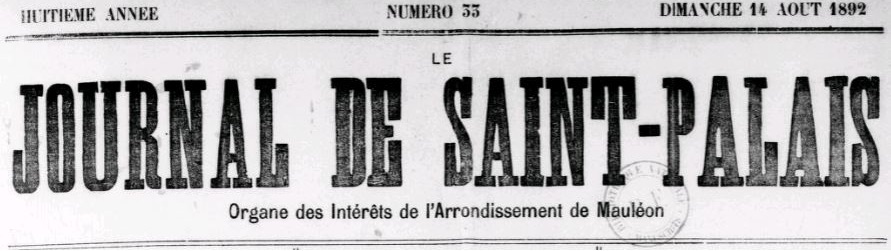 Photo (BnF / Gallica) de : Le Journal de Saint-Palais. Saint-Palais : Journal de Saint-Palais, 1884-2002. ISSN 1274-6843.