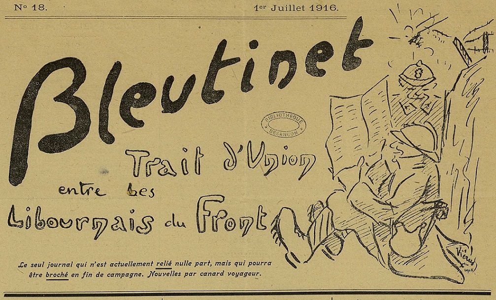 Photo (Bibliothèque municipale (Besançon)) de : Bleutinet. Libourne, [1915 ?-1917 ?]. ISSN 2801-3514.