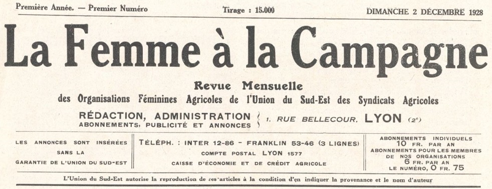 Photo (BnF / Gallica) de : La Femme à la campagne. Lyon, 1928-1944. ISSN 2777-9866.