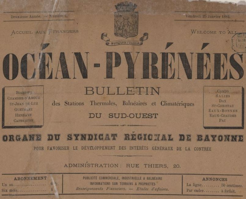 Photo (BnF / Gallica) de : Océan-Pyrénées. Bayonne, 1883-[1884 ?]. ISSN 2017-8867.