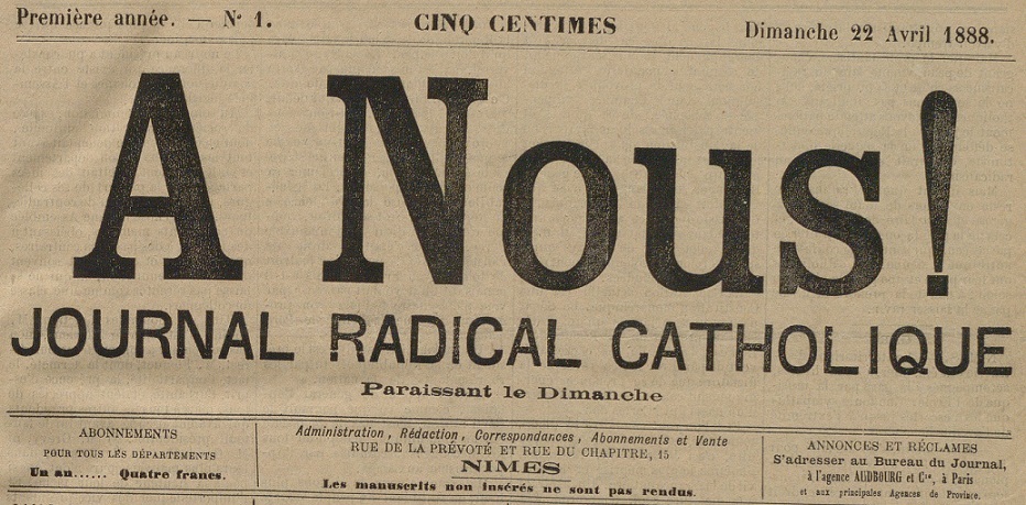 Photo (BnF / Gallica) de : À nous !. Nîmes, 1888-[1889 ?]. ISSN 2120-0297.