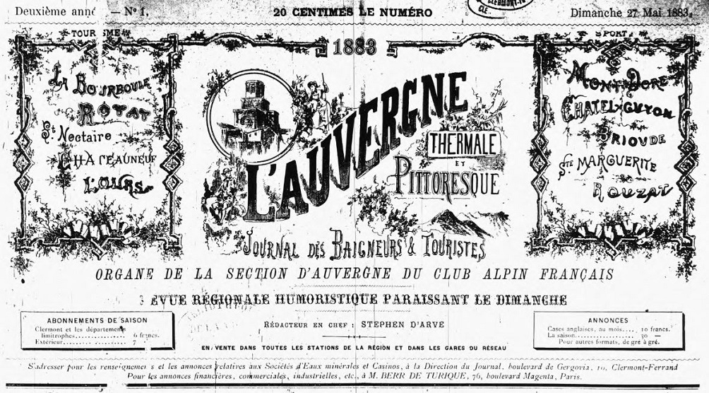 Photo (Bibliothèque du patrimoine de Clermont Auvergne métropole) de : L'Auvergne thermale et pittoresque. Clermont-Ferrand, 1882-1907. ISSN 2121-1841.