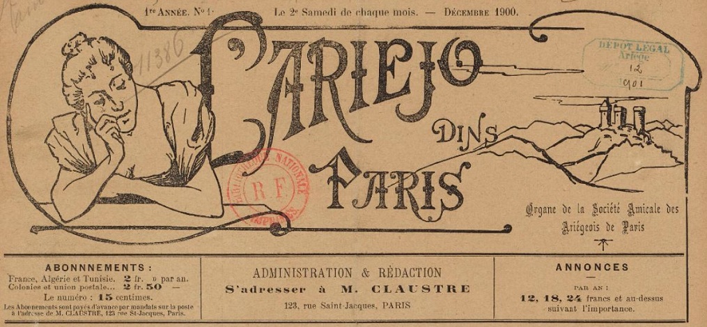 Photo (BnF / Gallica) de : L'Ariéjo dins Paris. Paris, 1900-1921. ISSN 2102-8605.