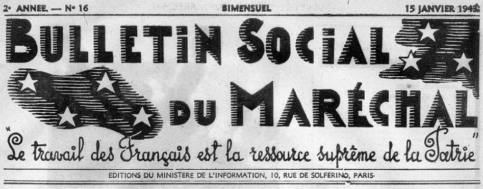 Photo (Essonne. Archives départementales) de : Bulletin social du Maréchal. Vichy, 1942-1944. ISSN 2123-2008.