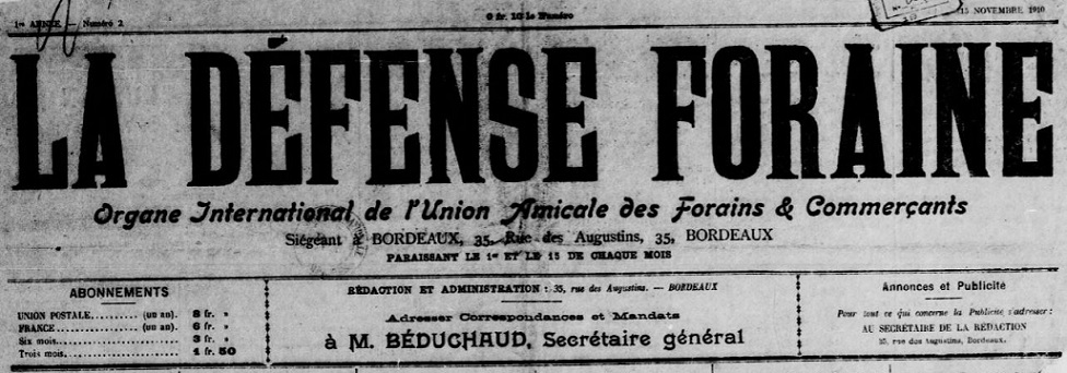 Photo (BnF / Gallica) de : La Défense foraine. Bordeaux, 1910-1911. ISSN 2728-6193.