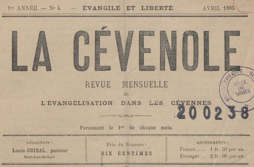 Photo (BnF / Gallica) de : La Cévenole. Saint-Jean-du-Gard, 1885-1889. ISSN 1250-1352.
