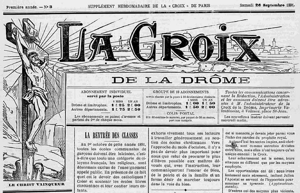 Photo (Auvergne-Rhône-Alpes livre et lecture) de : La Croix de la Drôme. Valence, 1891-1933. ISSN 2024-3391.