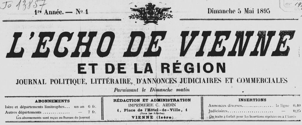 Photo (BnF / Gallica) de : L'Écho de Vienne et de la région. Vienne, 1895-1902. ISSN 2416-7894.