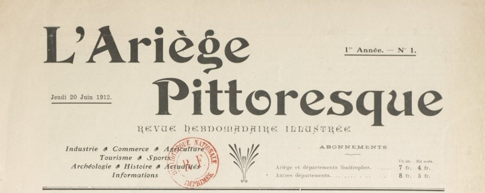 Photo (BnF / Gallica) de : L'Ariège pittoresque. Foix, 1912-1914. ISSN 2120-9790.