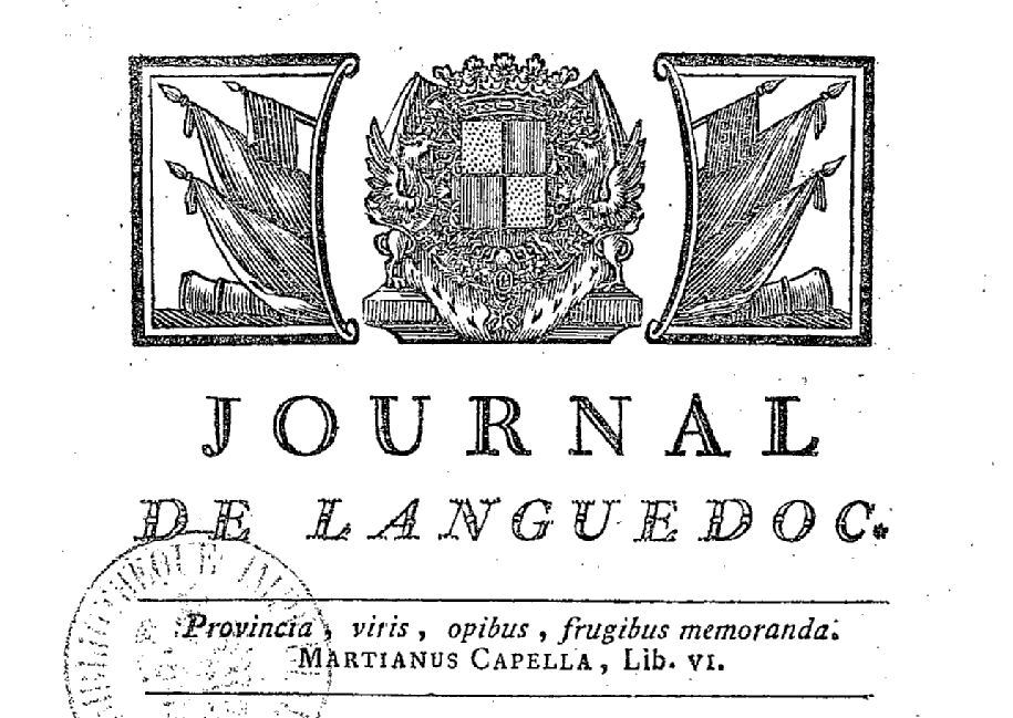 Photo (BnF / Gallica) de : Journal de Languedoc. Nismes, Paris, 1787. ISSN 2130-4769.