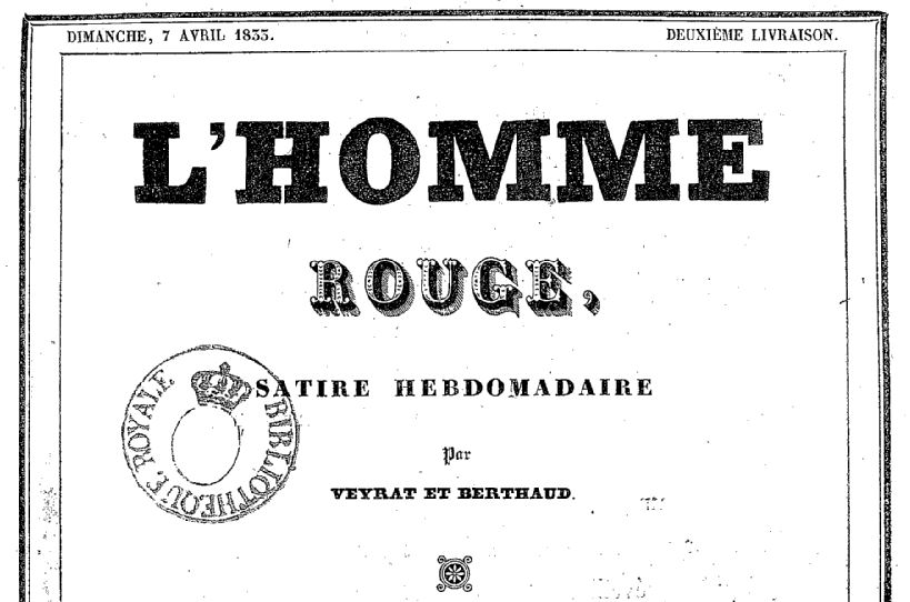 Photo (BnF / Gallica) de : L'Homme rouge. Lyon, Paris, 1833-1834. ISSN 2110-2988.