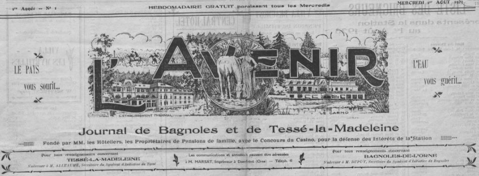 Photo (BnF / Gallica) de : L'Avenir. Bagnoles, Tessé-la-Madeleine, 1923-1926. ISSN 2121-2937.