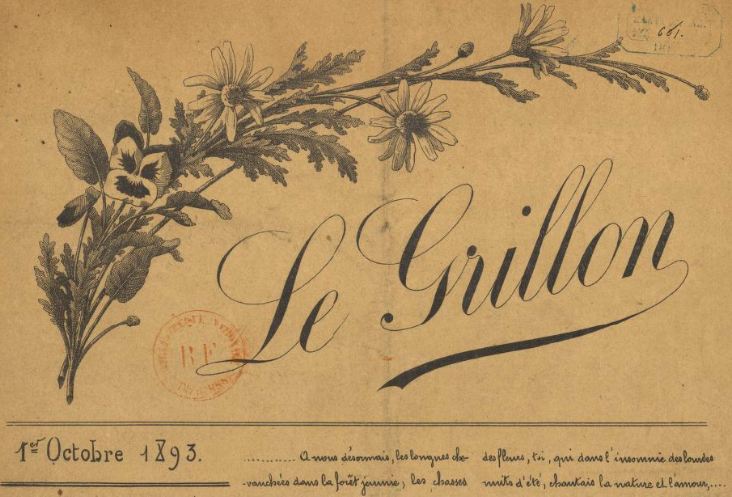 Photo (BnF / Gallica) de : Le Grillon. Rennes : L. Grenier, 1893-1894. ISSN 2129-0172.