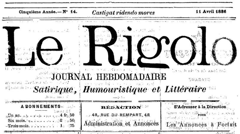 Photo (BnF / Gallica) de : Le Rigolo. Rochefort, 1882-1904. ISSN 2137-547X.