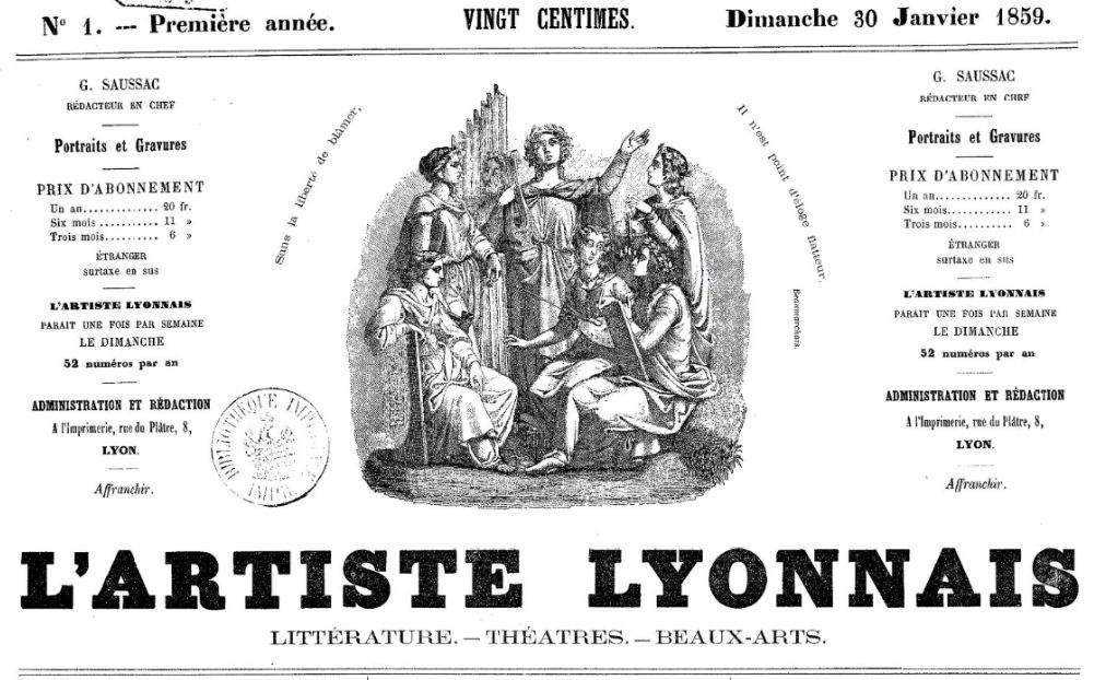 Photo (BnF / Gallica) de : L'Artiste lyonnais. Lyon, 1859. ISSN 2108-0801.