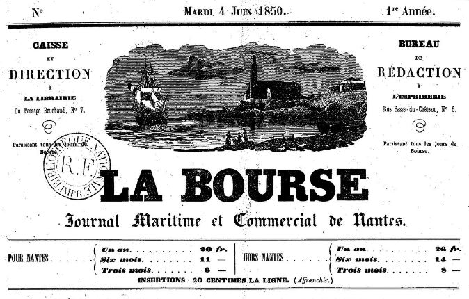 Photo (BnF / Gallica) de : La Bourse. Nantes, 1850. ISSN 2122-224X.