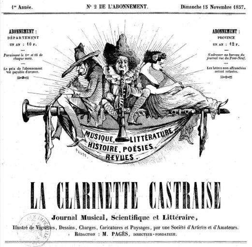 Photo (BnF / Gallica) de : La Clarinette castraise. Castres, 1857. ISSN 2123-9894.