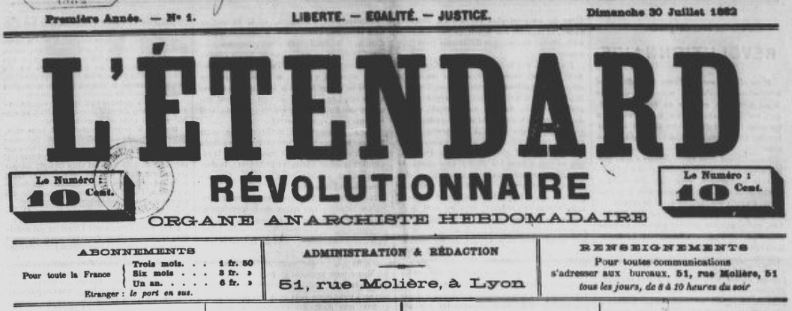 Photo (BnF / Gallica) de : L'Étendard révolutionnaire. Lyon, 1882. ISSN 2127-4967.