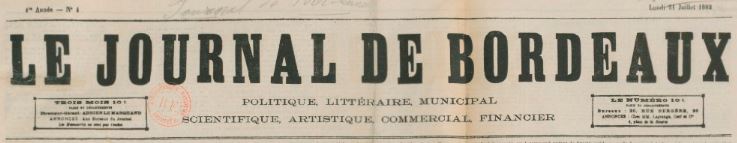 Photo (BnF / Gallica) de : Le Journal de Bordeaux. Paris, 1882. ISSN 2130-2774.