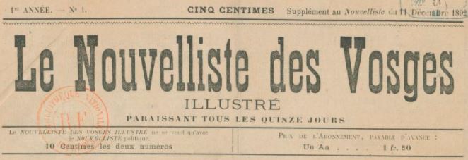 Photo (BnF / Gallica) de : Le Nouvelliste des Vosges illustré. Épinal, 1892-1914. ISSN 2133-1901.