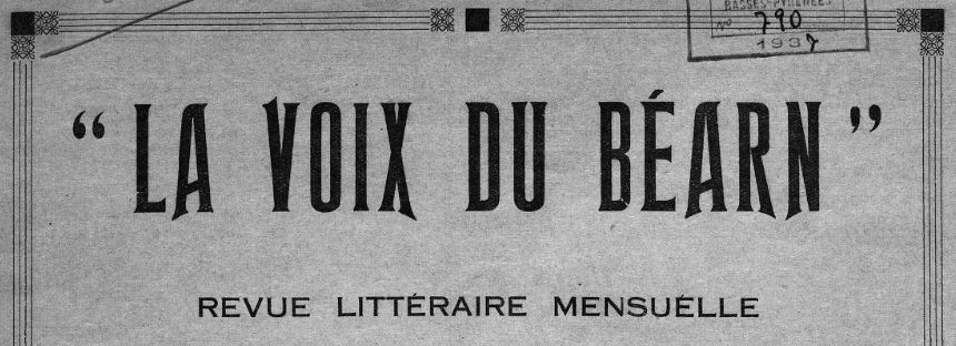 Photo (BnF / Gallica) de : La Voix du Béarn. Pau, [1937 ?-1938 ?]. ISSN 2140-2078.