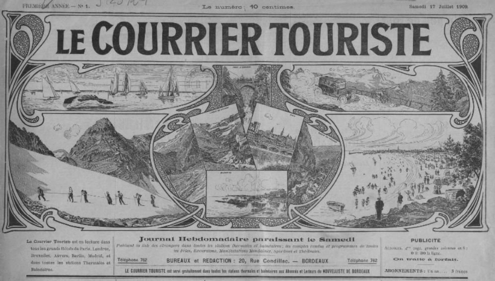 Photo (BnF / Gallica) de : Le Courrier touriste. Bordeaux, 1909. ISSN 2124-9474.
