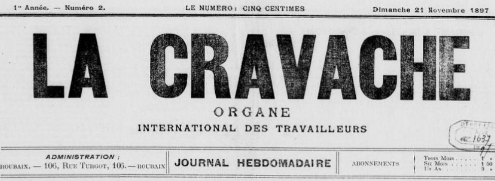 Photo (BnF / Gallica) de : La Cravache. Roubaix, 1897-1898. ISSN 2124-9865.