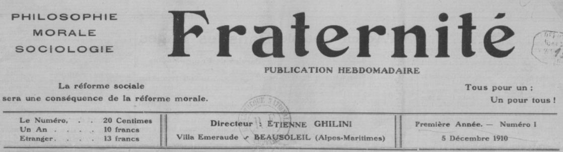 Photo (BnF / Gallica) de : Fraternité. Beausoleil, 1910-[1911 ?]. ISSN 2128-3389.