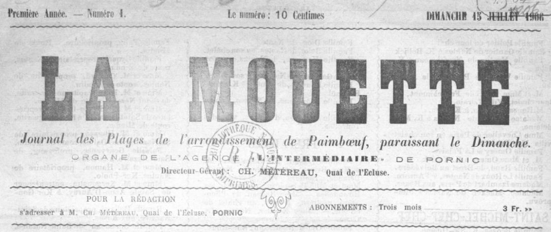 Photo (BnF / Gallica) de : La Mouette. Pornic, 1906. ISSN 2132-6126.