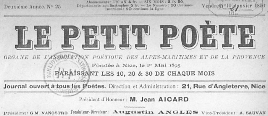 Photo (BnF / Gallica) de : Le Petit poète. Nice, 1895-[1912 ?]. ISSN 2023-189X.