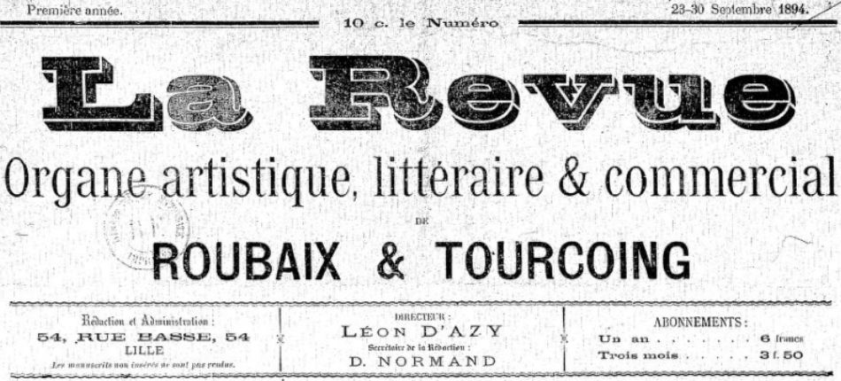 Photo (BnF / Gallica) de : La Revue. Roubaix, 1894. ISSN 2137-2330.