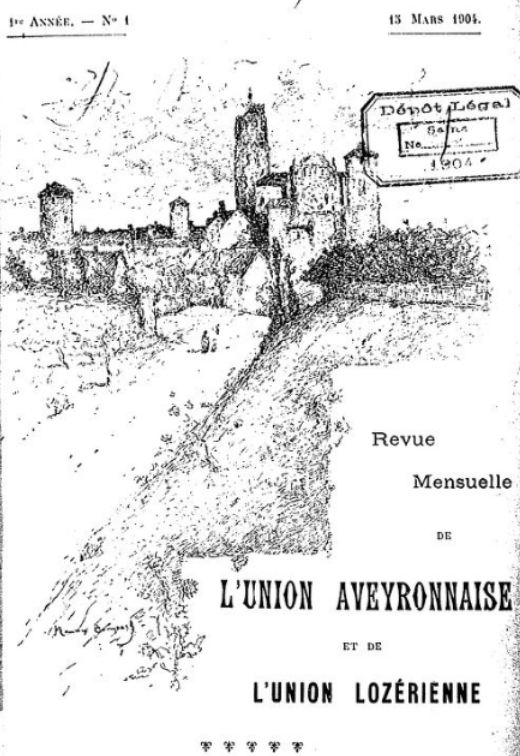 Photo (BnF / Gallica) de : Revue mensuelle de l'Union aveyronnaise et de l'Union lozérienne. Paris, 1904-[1909 ?]. ISSN 2137-4651.