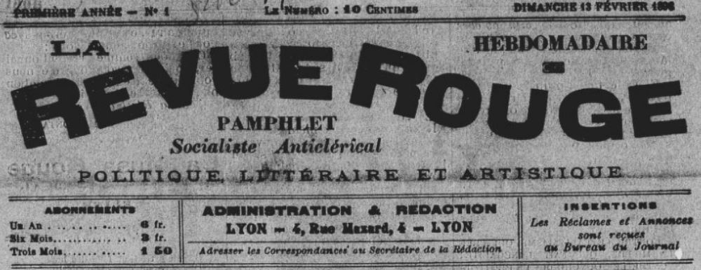 Photo (BnF / Gallica) de : La Revue rouge. Lyon, 1898-[1898 ?]. ISSN 2137-5038.