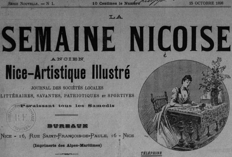 Photo (BnF / Gallica) de : La Semaine niçoise. Nice, 1898-1904. ISSN 2137-9610.