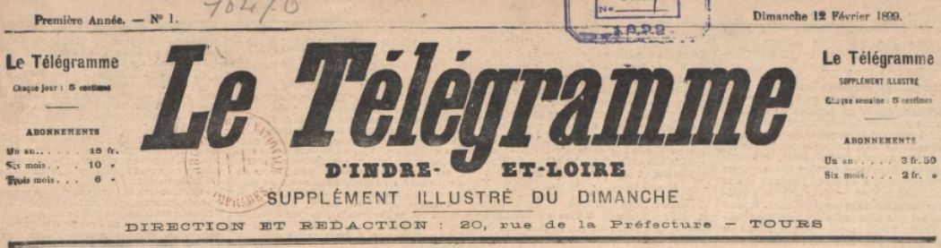 Photo (BnF / Gallica) de : Le Télégramme d'Indre-et-Loire. Supplément illustré du dimanche. Tours, 1899-1900. ISSN 2138-5513.