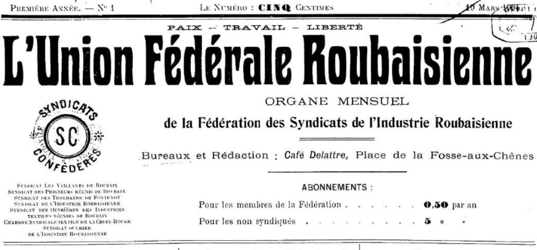 Photo (BnF / Gallica) de : L'Union fédérale roubaisienne. Roubaix, 1904. ISSN 2106-1491.