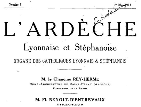 Photo (BnF / Gallica) de : L'Ardèche lyonnaise et stéphanoise. Lyon, 1914. ISSN 2120-9510.