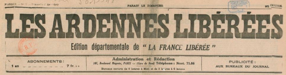 Photo (BnF / Gallica) de : Les Ardennes libérées. Paris, 1919. ISSN 2103-1657.